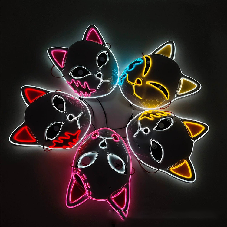 Led Purge Mask Halloween - Masque de renard démoniaque d'anime japonais,